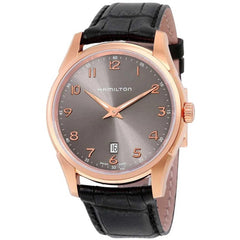 Hamilton Men's Watch - Jazzmaster Thinline Grey Dial Black Leather Strap | H38541783