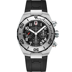 Hamilton Men's Watch - Khaki Navy Chronograph Black Dial Rubber Strap | H78716333