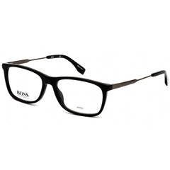 Hugo Boss Men's Eyeglasses - Black/Gunmetal Rectangular Acetate Frame | 0996 0807 00