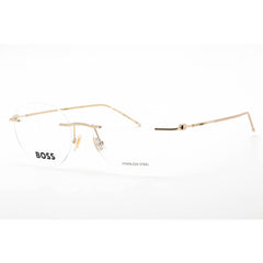 Hugo Boss Men's Eyeglasses - Rimless Gold Metal Round Shape Frame | BOSS 1422 0J5G 00