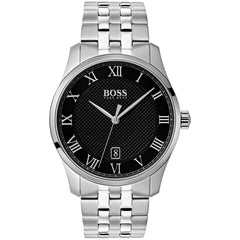 Hugo Boss Men's Quartz Watch - Master Black Dial Silver Tone Bracelet | 1513588