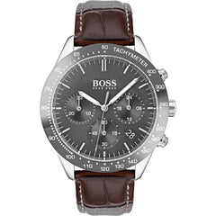 Hugo Boss Men's Strap Watch - Talent Grey Dial Quartz Brown Leather | 1513598