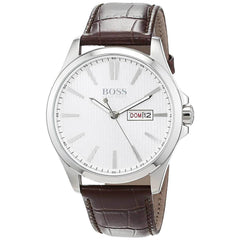 Hugo Boss Men's Strap Watch - The James Silver Dial Brown Leather Quartz | 1513532