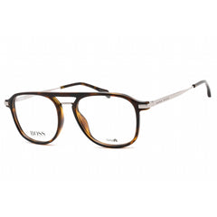 Hugo Boss Unisex Eyeglasses - Full Rim Pilot Shape Dark Havana Metal Frame | 1092 086