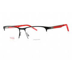 Hugo Men's Eyeglasses - Half Rim Matte Black Metal Rectangular Frame | HG 1142 0003 00