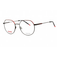 Hugo Men's Eyeglasses - Matte Black Red Round Shape Frame Clear Lens | HG 1179 0BLX 00