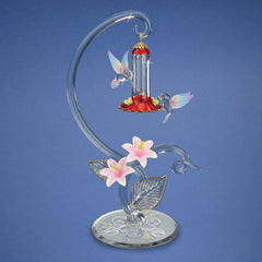 Hummingbird Feeder Glass Figurine