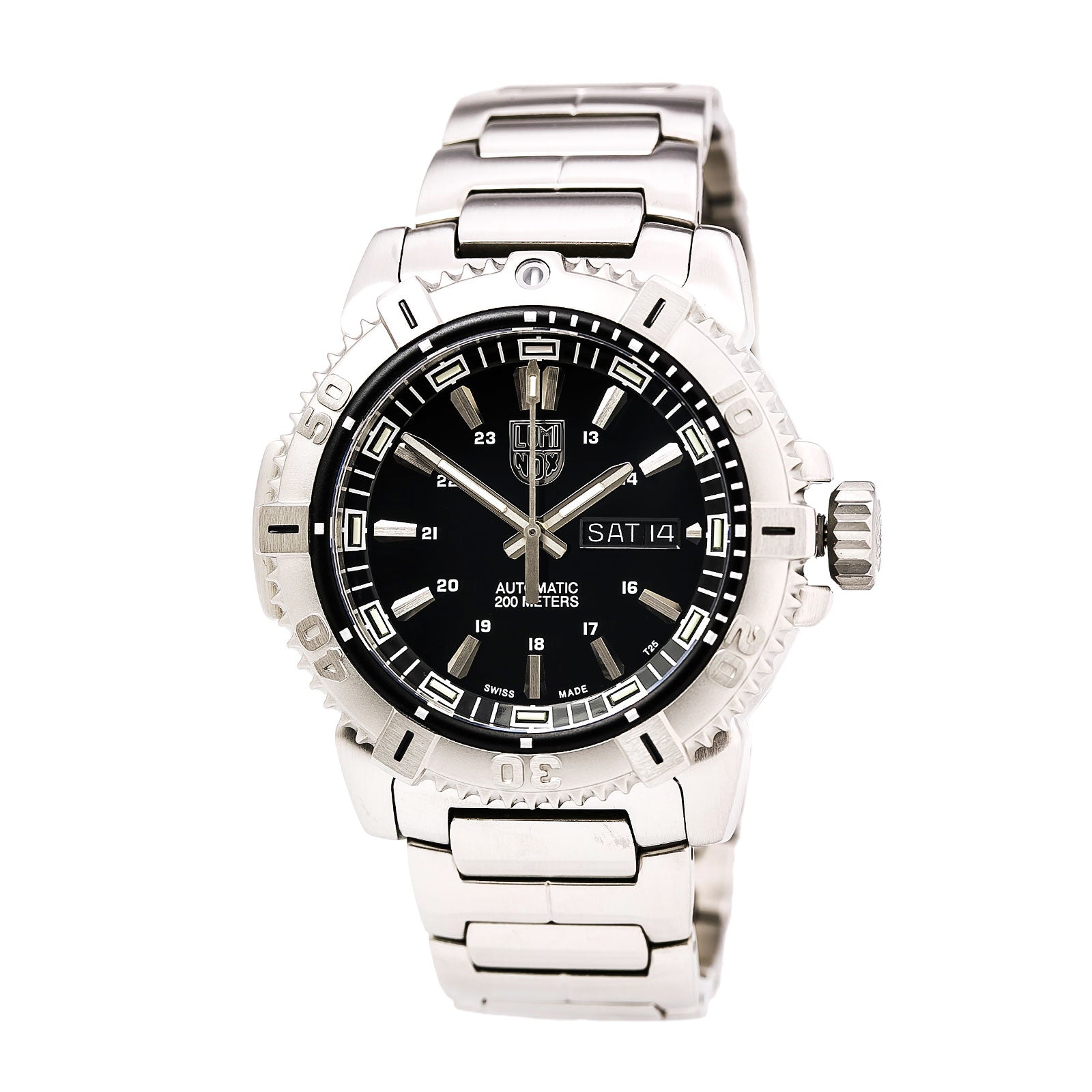 Luminox 6502 Men's Sea Modern Mariner Black Dial Stainless Steel Bracelet  Automatic Dive Watch
