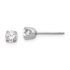 Inverness 14k White Gold 5mm CZ Post Earrings