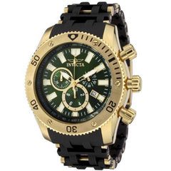 Invicta 0141 Men's Spider Collection Gold Tone Olive Green Dial Rubber Strap Chronograph Watch