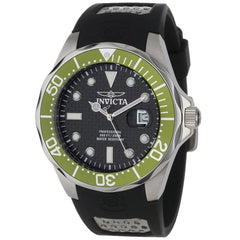 Invicta 12560 Men's Grand Diver Black Carbon Fiber Dial Green Bezel Rubber Strap Dive Watch