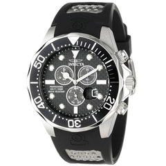 Invicta 12571 Men's Grand Diver Black Carbon Fiber Dial Rubber Strap Chronograph Dive Watch