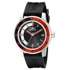 Invicta 12845 Men's Specialty Black & White Dial Black Polyurethane Strap Quartz Watch