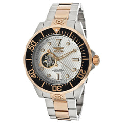 Invicta 13707 Men's Grand Diver White Dial Two Tone Rose Gold Plated Steel Bracelet Automatic Dive Watch