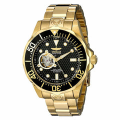 Invicta 13709 Men's Grand Diver Black Dial Yellow Gold Plated Steel Automatic Dive Watch