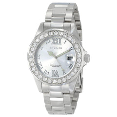 Invicta 15251 Women's Steel Bracelet Quartz Pro Diver Crystal Silver Dial Date Watch