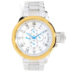 Invicta 15932 Men's Russian Diver Chronograph Gold Tone Bezel Silver Dial Steel Watch