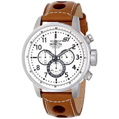 Invicta 16009 Men's S1 Rally White Dial Brown Leather Strap Chronograph Watch