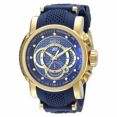 Invicta 19330 Men's S1 Rally Chrono Blue Dial Yellow Gold Steel & Blue Silicone Strap Watch