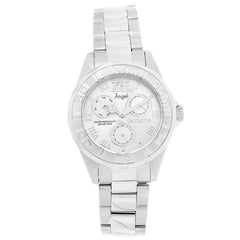 Invicta 21696 Women's Angel Crystal Accented Silver Dial Steel Bracelet Dive Watch