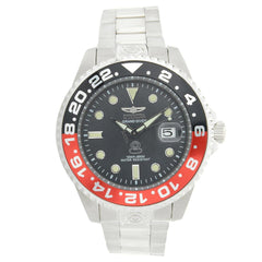 Invicta 21867 Men's Grand Diver Black & Red Accented Bezel Steel Bracelet Automatic Dive Watch