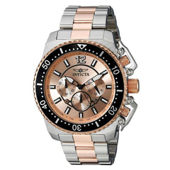 Invicta 21956 Men's Pro Diver Chronograph Rose Gold Dial Two Tone Bracelet Quartz Watch