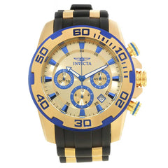 Invicta 22308 Men's Pro Diver Chronograph Gold Dial Yellow Gold Steel & Silicone Strap Watch