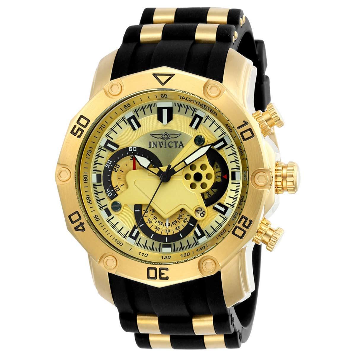 Invicta 23427 Men's Pro Diver Gold Dial Yellow Steel & Silicone