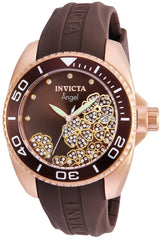 Invicta 23489 Women's Angel Crystal Accented Brown Dial Brown Silicone Strap Watch