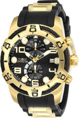 Invicta 24218 Men's Bolt Black Dial Yellow Gold Steel & Black Silicone Strap Chronograph Watch