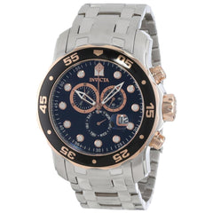 Invicta 80036 Men's Pro Diver Scuba Chronograph Black Dial Stainless Steel Bracelet Dive Watch
