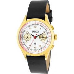 Invicta Boy's Watch - Vintage Japanese Quartz White Dial Black Leather Strap | 37057