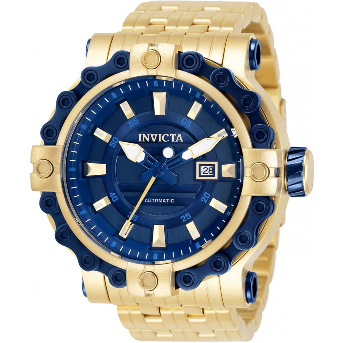 Invicta Men's Automatic Watch - Excursion Blue Dial Yellow Gold SS ...