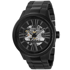 Invicta Men's Automatic Watch - Objet D Art Semi Skeleton Dial Black Bracelet | 32743