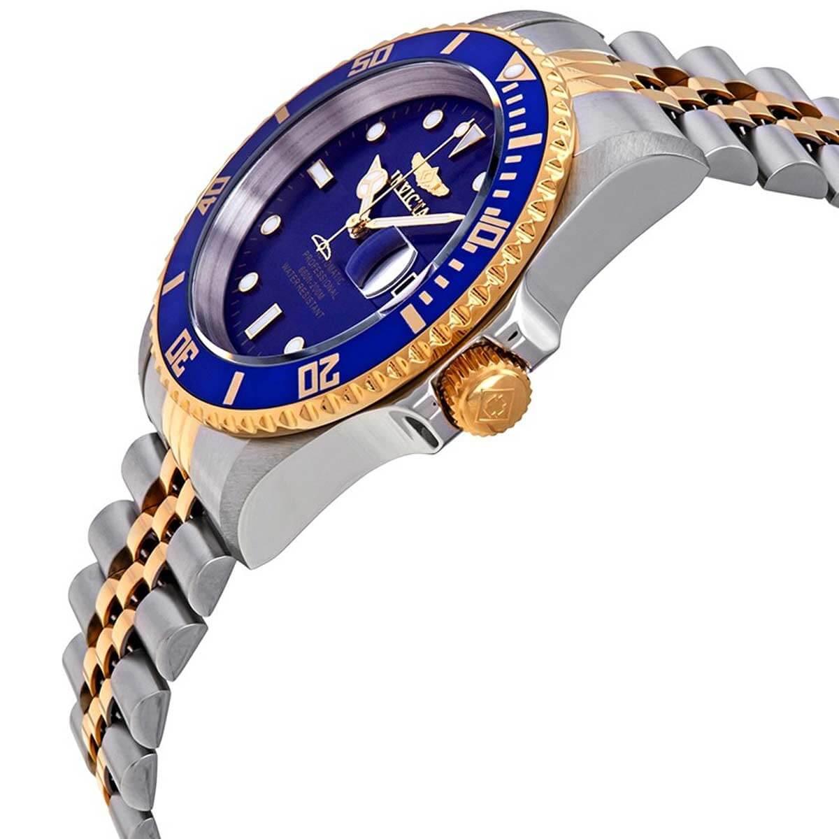 Invicta Men's Automatic Watch Pro Diver Blue Dial Two Tone Bracelet