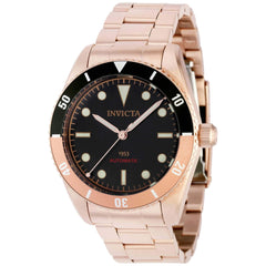 Invicta Men's Automatic Watch - Pro Diver Rose Gold Case Black Dial Bracelet | 40490
