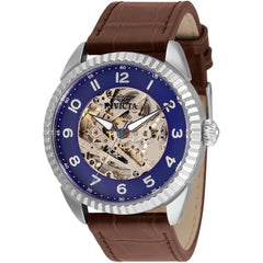 Invicta Men's Automatic Watch - Specialty Blue Skeleton Dial Brown Strap | 36561