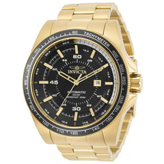 Invicta Men's Automatic Watch - Speedway Black Dial Yellow Gold Bracelet | 30524