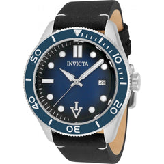 Invicta Men's Automatic Watch - Vintage Blue Dial Black Genuine Leather Strap | 33515