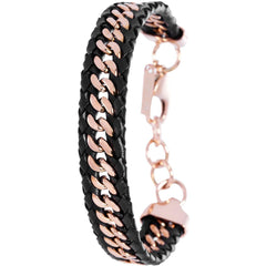 Invicta Men's Bracelet - Elements Black and RG Leather and Stainless Steel | 39639