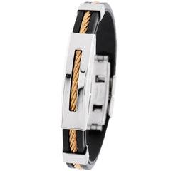 Invicta Men's Bracelet - Elements Rose Gold Wire Black Rubber Strap | 35411