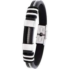 Invicta Men's Bracelet - Elements Two Tone Black Rubber and Silver Tone | 35402