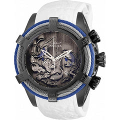 Invicta Men's Chrono Watch - Bolt Grey, Black, Blue Dial White Silicone Strap | 28218