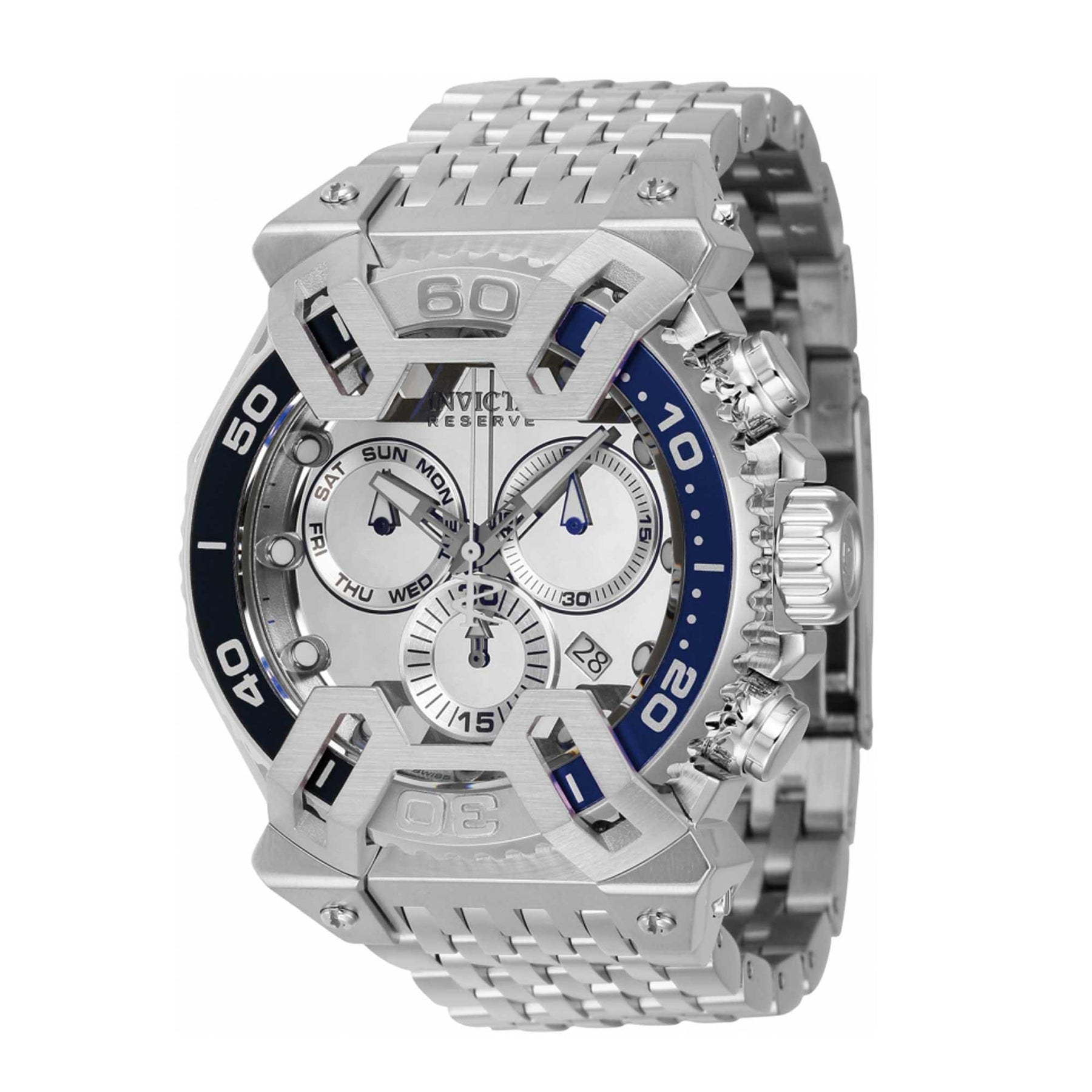 Invicta Men's Chrono Watch Coalition Forces X-Wing Silver Dial Brace