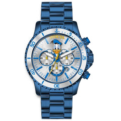 Invicta Men's Chrono Watch - Disney Donald Duck Silver Tone Dial Blue Bracelet | 39514