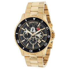 Invicta Men's Chrono Watch - Disney Mickey Mouse Black Dial Steel Bracelet | 39048