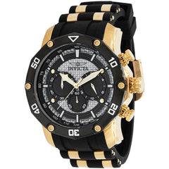 Invicta Men's Chrono Watch - Pro Diver Black and Silver Dial Yellow Gold Case | 37717