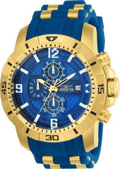 Invicta Men's Chrono Watch - Pro Diver Blue Dial Blue & Yellow Gold Tone Strap | 24966