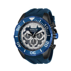 Invicta Men's Chrono Watch - Pro Diver Silver Tone, Black and Blue Dial Strap | 33824