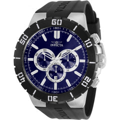 Invicta Men's Chrono Watch - Pro Diver Silver Tone Case Blue Dial Black Strap | 30727